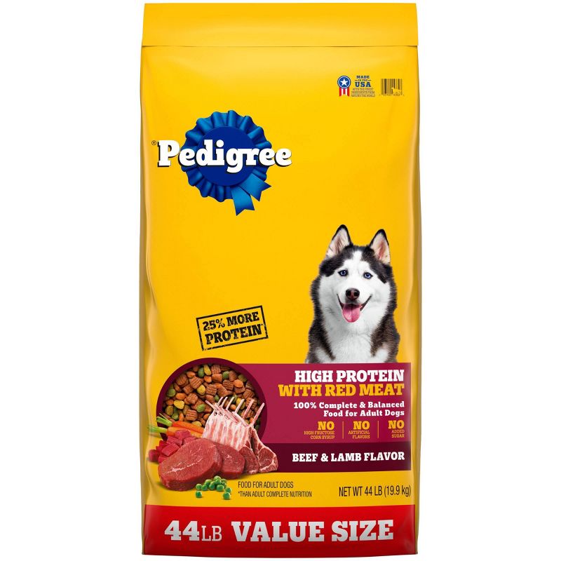 Pedigree High Protein Beef & Lamb Flavor Adult Complete & Balanced Dry Dog Food, 1 of 9
