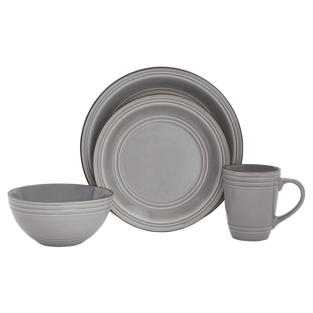 Photos - Other kitchen utensils Baum Bros. 16pc Stoneware Ridgeway Dinnerware Set Gray