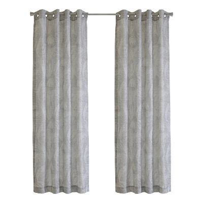 Habitat 100% Polyester Eleanor Light Filtering Jacquard Leaf Grommet Curtain Panel in Grey