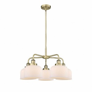 Bell - 5 Light Stem Hung Chandelier In Art Deco Style-14.75 Inches Tall and 26 Inches Wide - 1 of 1