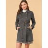 Allegra K Women's Notched Lapel Double Breasted Faux Suede Trench Coat with Belt - 2 of 4