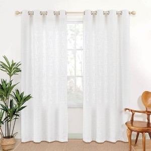 Awesome Home  Linen Blend Privacy and Light Filtering Texture Grommet Pair(2 Panels) - 1 of 4