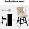 SKRAN Velvet Swivel Bar Stools, Upholstered Counter Chairs Set of 2, with Rivet Trim, Solid Wood Legs and Button Tufted Back for Dining Room and Bar - 3 of 4