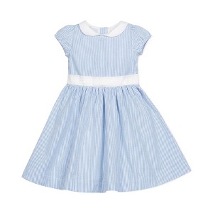 Hope & Henry Girls' Short Sleeve Seersucker Dress with Peter Pan Collar, Kids - 1 of 4