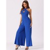 Allegra K Women's Cross Neck Sleeveless Wide Leg Full Length Romper Jumpsuits - 4 of 4