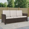 YARDSIGHT All-Weather Wicker 3-Seat Sofa: Curved Back, Washable Cushions ¨C Perfect for Porch, Deck, and Small Garden Seating - 2 of 4