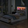 Streamdale Wood Full Size Storage Bed with LED Headboard & Charging Station, White - 2 of 4