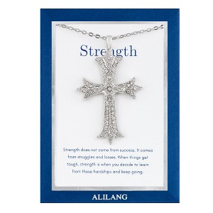Anna-Kaci Silver Tone Crystal Rhinestone Cross Patonce Necklace with Message Card & Envelope Jewelry Gift - 1 of 4