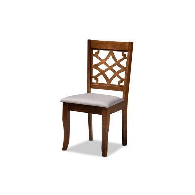 Walnut Brown & Gray Cane-Back Dining Chair Set of 4