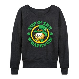 Women's - Garfield - Top O The Whatever Lightweight French Terry Wide Neck Long Sleeve Shirt - 1 of 4