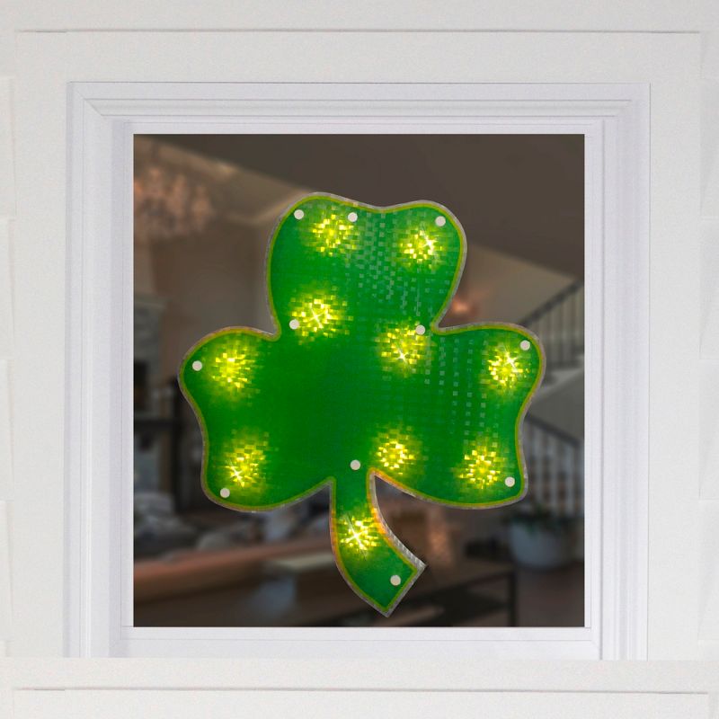 Northlight Lighted Shamrock St. Patrick's Day Window Silhouette - 14" - Clear Lights, 4 of 6