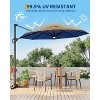 TackView 10Ft Patio Cantilever Umbrella with Solar LED Lights, 8 Ribs Offset Market Umbrella, 360-Degree Rotation, with Cross Base for Backyard - 3 of 4