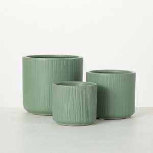 Sullivans 3", 3.5" & 4.5" Round Sage Ceramic Planters Set of 3, Gray - 1 of 4