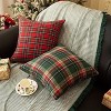 Lomsoe 2pcs Plaid Throw Pillowcase Grid Style Christmas Green and Red Plaid Cover American Country Christmas Throw Pillowcase. - 2 of 4