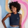 Dalix Smile Face Rib Crop Muscle Tank Cute Womens - 3 of 4