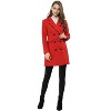 Allegra K Women's Elegant Notched Lapel Double Breasted Long Sleeve Winter Overcoat - 3 of 4