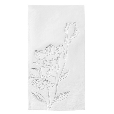 Smarty Had A Party White w/ Silver Antique Floral Paper Dinner Napkins - 600 pcs
