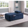 Vynxaria Modern Lift Top Storage Bench with Pull-out Bed 1pc Dark Blue Velvet Tufted Solid Wood Furniture - 2 of 4