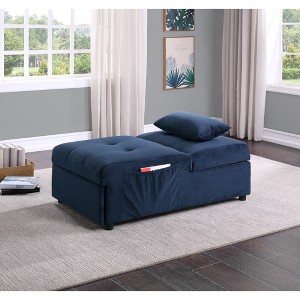 TiramisuBest Modern Lift Top Storage Bench with Pull-out Bed 1pc Dark Blue Velvet Tufted Solid Wood Furniture--Dark Blue - 1 of 4