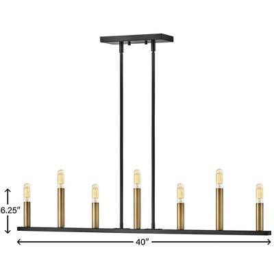 Lazlo Sleek Black and Brass 7-Light Linear Chandelier