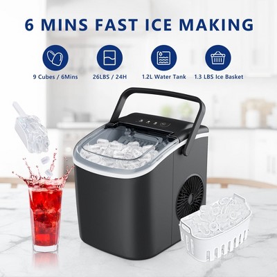 Simzlife Compact Black Countertop Bullet Ice Maker with Auto-Cleaning Function