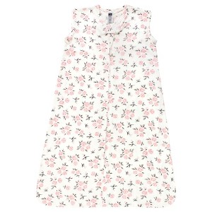 Hudson Baby Infant Girl Cotton Sleeveless Wearable Sleeping Bag, Sack, Blanket, Neutral Pink Floral - 1 of 2