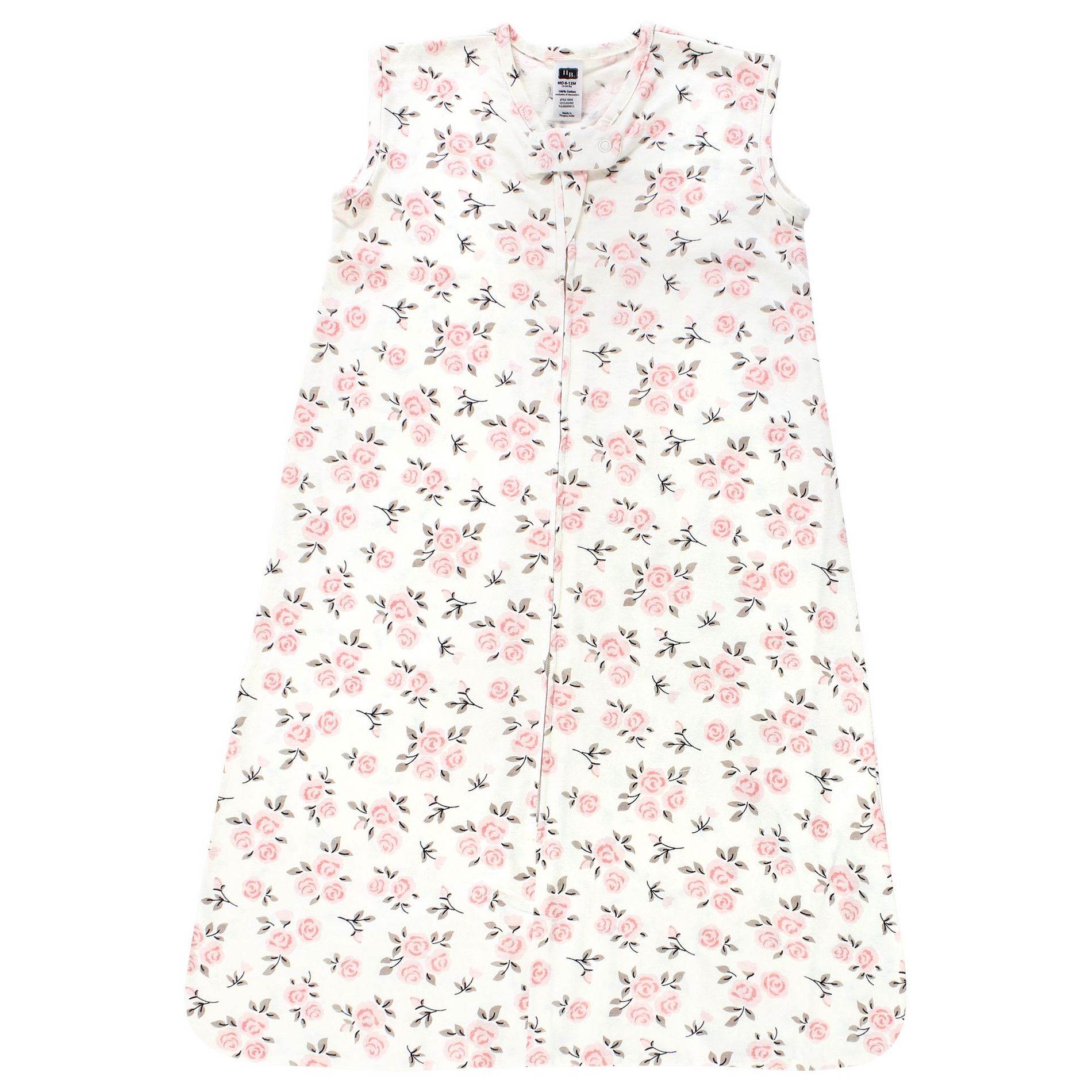 Hudson Baby Infant Girl Cotton Sleeveless Wearable Sleeping Bag, Sack, Blanket, Neutral Pink Floral, 0-6 Months