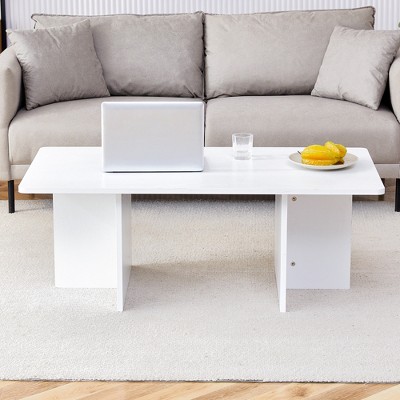 FONTOI Rectangular Coffee Table, Simple Coffee Table for Living Room Bedroom Office, White, 23.6"*15.7"*44.8"