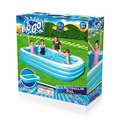 Blue and White Rectangular Inflatable Family Pool