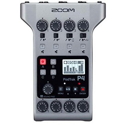 Zoom PodTrak P4 Podcast Recorder, Battery Powered, 4 Microphone Inputs, 4 Headphone Outputs, Phone Input, Sound Pads, Record to SD card, Audio Interface Mode