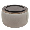 PAGED Round Storage Ottoman 2 in 1 Function Modern Foot Stool with MDF Made Desktop Panel for Family Room, Living Room - 3 of 4