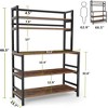 PDTEND 5-Tier Rustic Brown Kitchen Baker’s Rack with Hutch, Shelves, Hooks & Countertop - 4 of 4