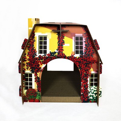 American Cat Club Mediterranean Villa Cat House with Scratchboard - Brown