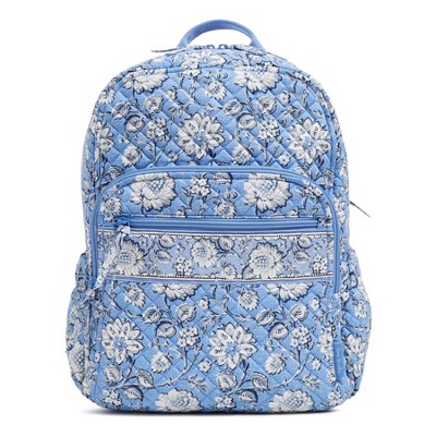 Image of Vera Bradley Women's Cotton Campus Backpack Sweet Garden Blue