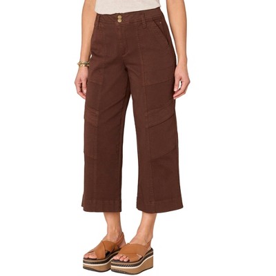 Women's "Ab"solution Skyrise Double Button Wide Leg Crop Utility Pants - Democracy