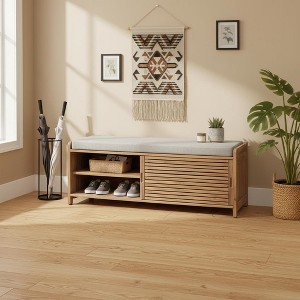 YOOCOZZ Distressed Shutter Shoe Bench with Storage - 1 of 4