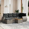 vidaXL 7 Piece Patio Sofa Set with Cushions Gray Poly Rattan - Gray - 2 of 4