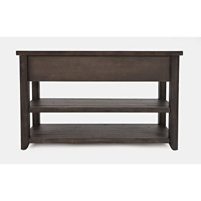 Rustic Barnwood Brown Pine Console Table with Storage