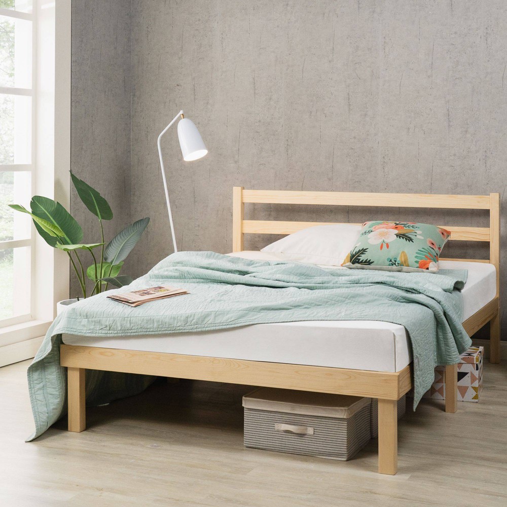 Photos - Wardrobe Zinus King Robin Wood Platform Bed Frame with Headboard Natural  