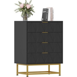 Acekool 4 Drawer Sideboard, Modern  Storage Cabinet with Gold Legs for Bedroom, Living Room, 60x40x80cm - 1 of 4