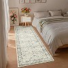 Washable Floral Runner Rug - Ultra-Soft Vintage Print Stain-Resistant Carpet Easy-Clean Distressed Floor Mat for Hallway Laundry Room Bedroom - 2 of 4