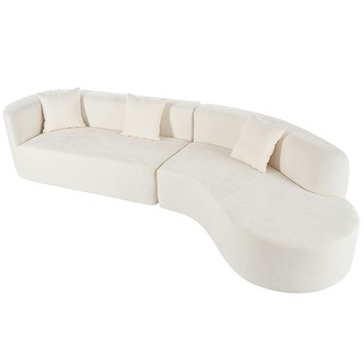 NicBex Modular 125.8" Curved Sectional Sofa Sleeper Couch Set with 3 Pillows for Living Room