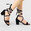 Allegra K Women's Faux Suede Open Toe Color Block Heel Lace Up Sandals - 2 of 4