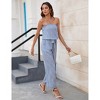 Women's Rompers Casual Off Shoulder Printed Sleeveless Belted Wide Leg Jumpsuit with Pockets - 3 of 4