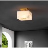 JONATHAN Y Chiara Modern Contemporary Alabaster/Iron LED Semi Flush Mount White Marbling/Brass Gold - 4 of 4