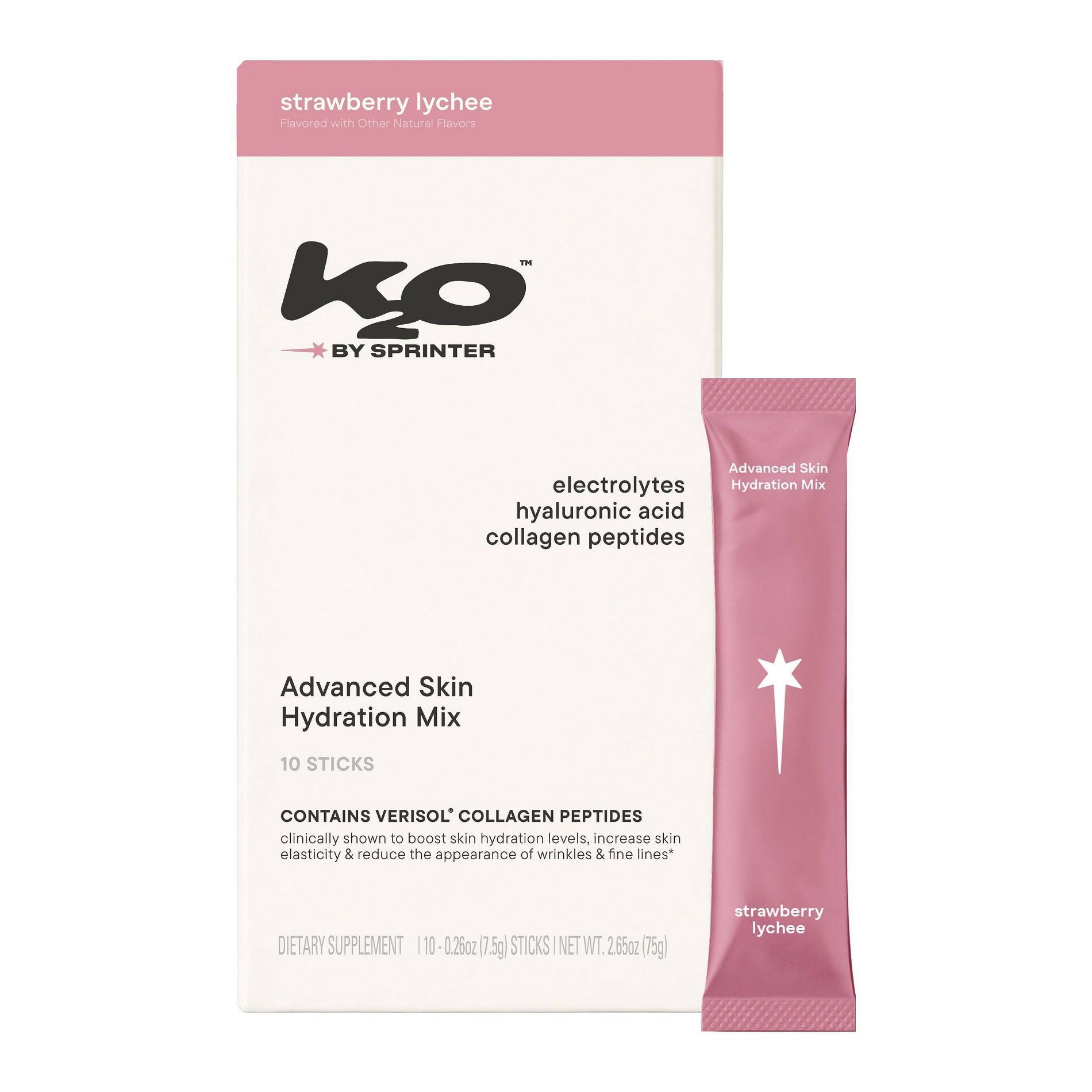 K2O Advanced Skin Hydration Drink Mix - Strawberry Lychee - 10ct