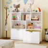 Toy Storage Organizer with 2 Movable Drawers, Toy Organizer with 5 Open Cubbies, Multifunctional Floor Storage Chest for Playroom - 3 of 4