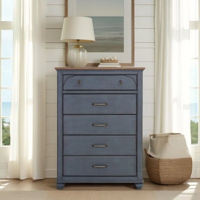 5-Drawer Chest, No Assembly Required, Corduroy Blue Finish