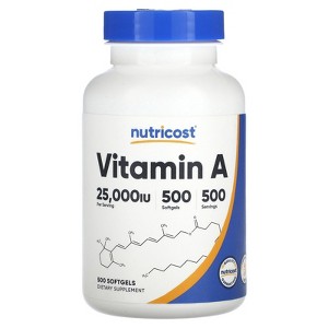 Nutricost Vitamin A, 25,000 IU, 500 Softgels - 1 of 2