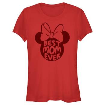 Juniors Womens Minnie Mouse Best Mom Ever Silhouette T-Shirt
